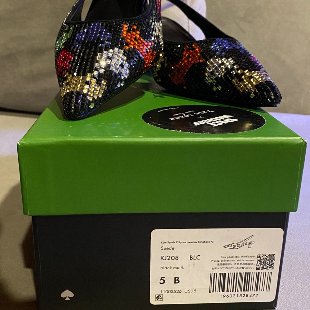 Kate Spade Multicolor Sequin Slingback Heels Size 5 - Picture 6 of 15
